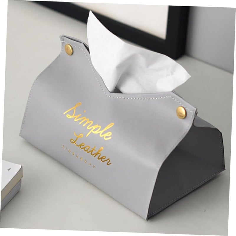 حامل علبة المناديل من الجلد البولي يوريثان الأسود تصميم علبة ورقية إبداعية حافظة تخزين زخرفية للمنزل - Image 2